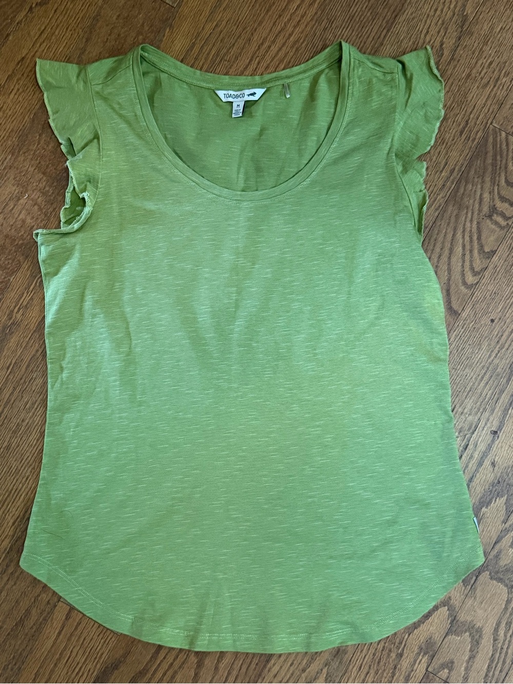 Toad&Co Light Green Ruffle Sleeve Women's Tee